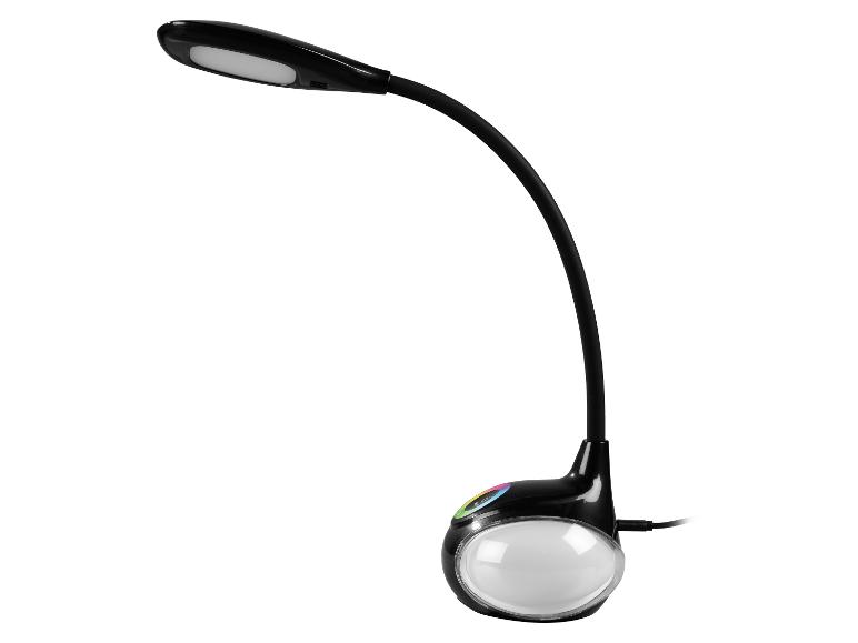 Flexibele zwarte bureaulamp met LED-verlichting.