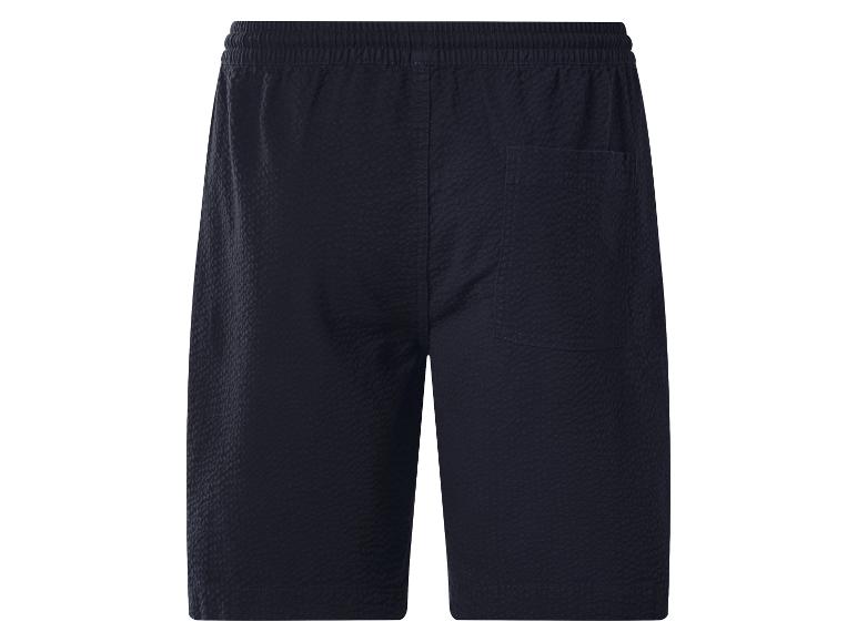 Donkerblauwe shorts met elastische taille en achterzak.