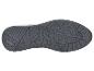 Onderkant van een donkergrijze schoenzool met een geometrisch patroon en getextureerde grip.
