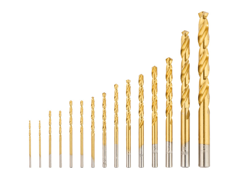 Een set van 16 gouden boortjes van verschillende groottes