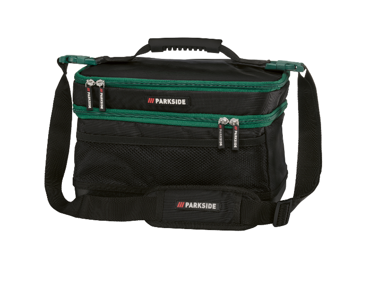 Parkside gereedschaptas met twee compartimenten en draaggreep.