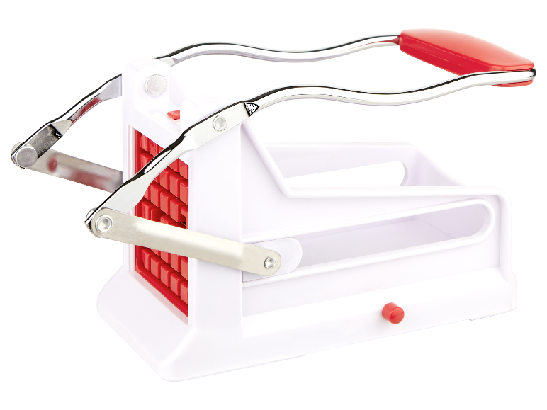 Handmatige friet snijder: wit en rood design.