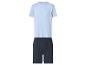 Herenpyjama: lichtblauw T-shirt met korte mouwen en donkerblauwe shorts
