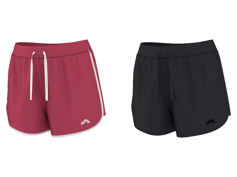 Dames sportshorts in rood met witte details en zwart.