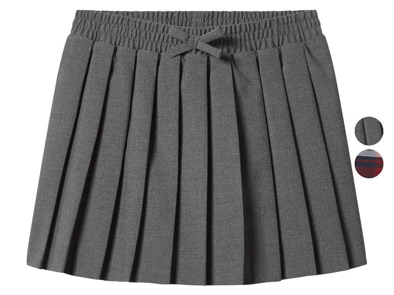 Grijze geplooide rok met elastische tailleband en decoratieve strik, met kleuropties aan de zijkant.