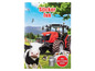 Stickerboek met een tractor, koe en hert.