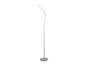 Witte LED-vloerlamp met flexibele zwanenhals en ronde voet.