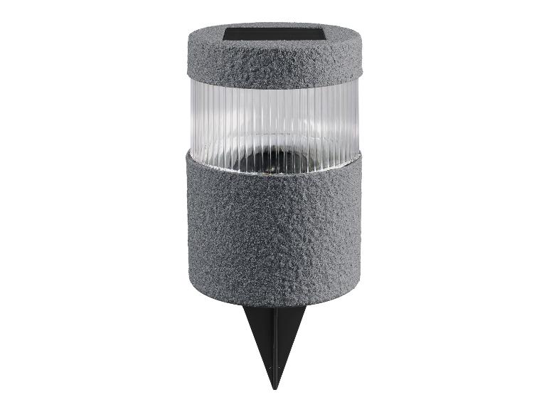 Grijze solar tuinlamp met gestructureerde afwerking en grondspies