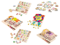 Houten speelgoed voor kinderen: puzzels met cijfers, alfabet en menselijk lichaam.