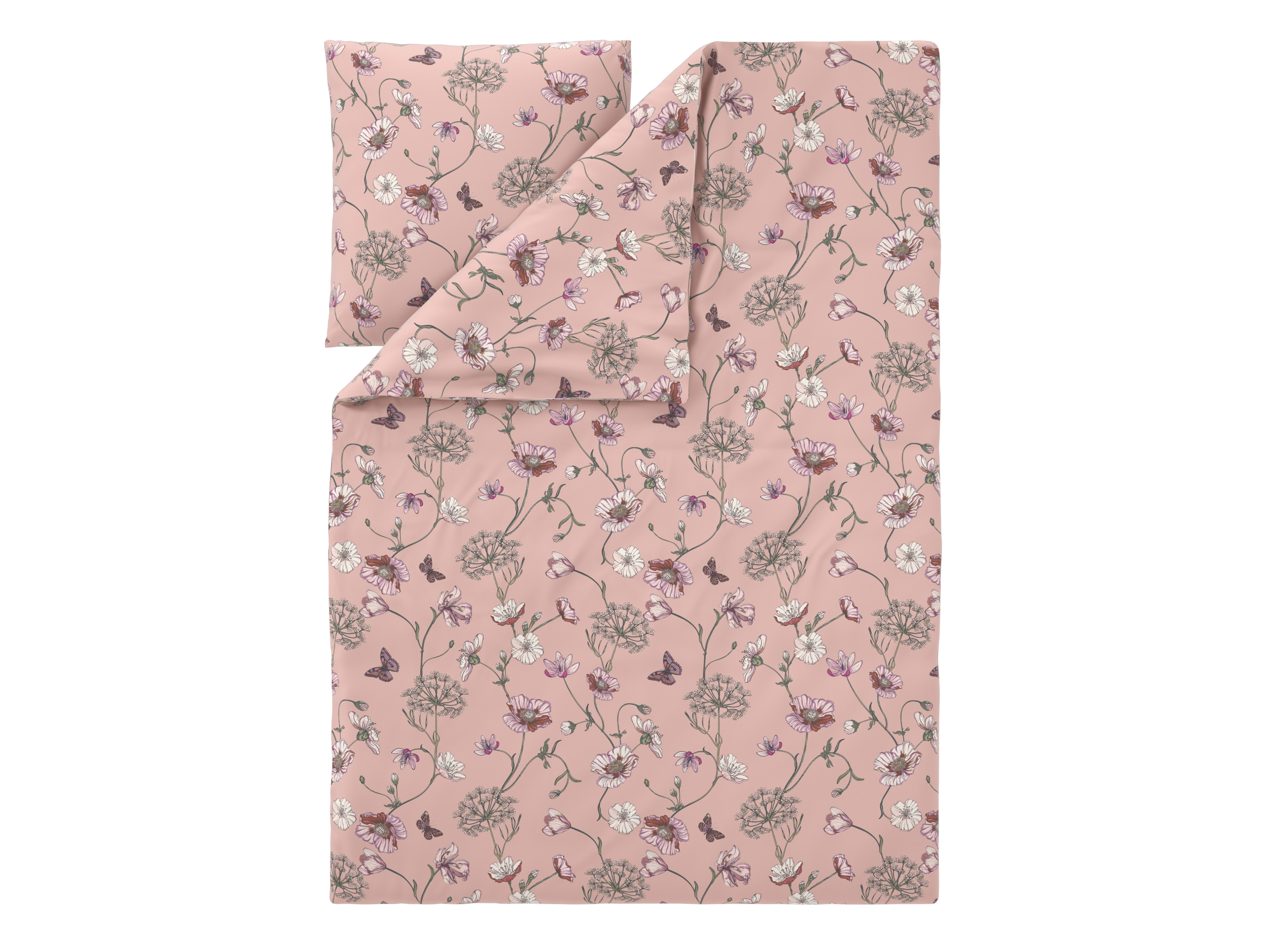 LIVARNO Satijnen dekbedovertrek 140 x 200 cm (Vlinders/roze)