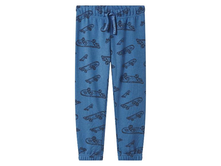 Blauwe joggingbroek voor kinderen met skateboardprint