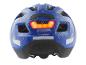 Blauwe kinderfietshelm met ruimtevaartpatronen en een achterlicht met LED.