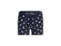 Donkere boxershorts met een peperkoekmannetjes- en witte stippenpatroon.