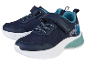 Donkerblauwe kindersneakers met klittenbandsluiting.