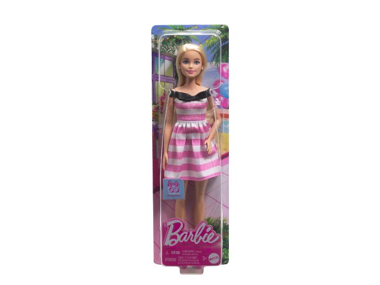 Barbie pop in een roze gestreepte jurk ter ere van het 65-jarig bestaan.