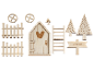 Houten sprookjestuin knutselset met huis, hekken, bomen en accessoires.