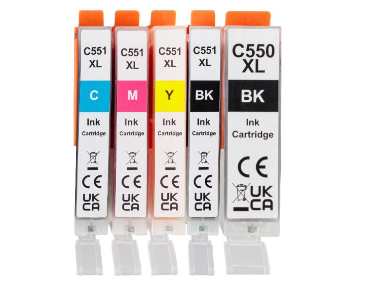 Inktcartridges C551XL en C550XL in de kleuren cyaan, magenta, geel en zwart