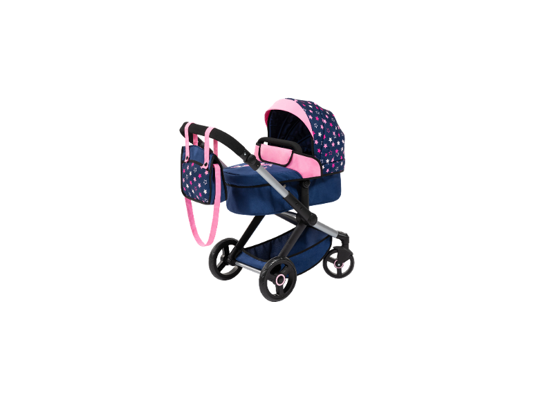 BAYER DESIGN Combi Poppenwagen Xeo Deluxe Set in donkerblauw en roze met sterrenpatroon