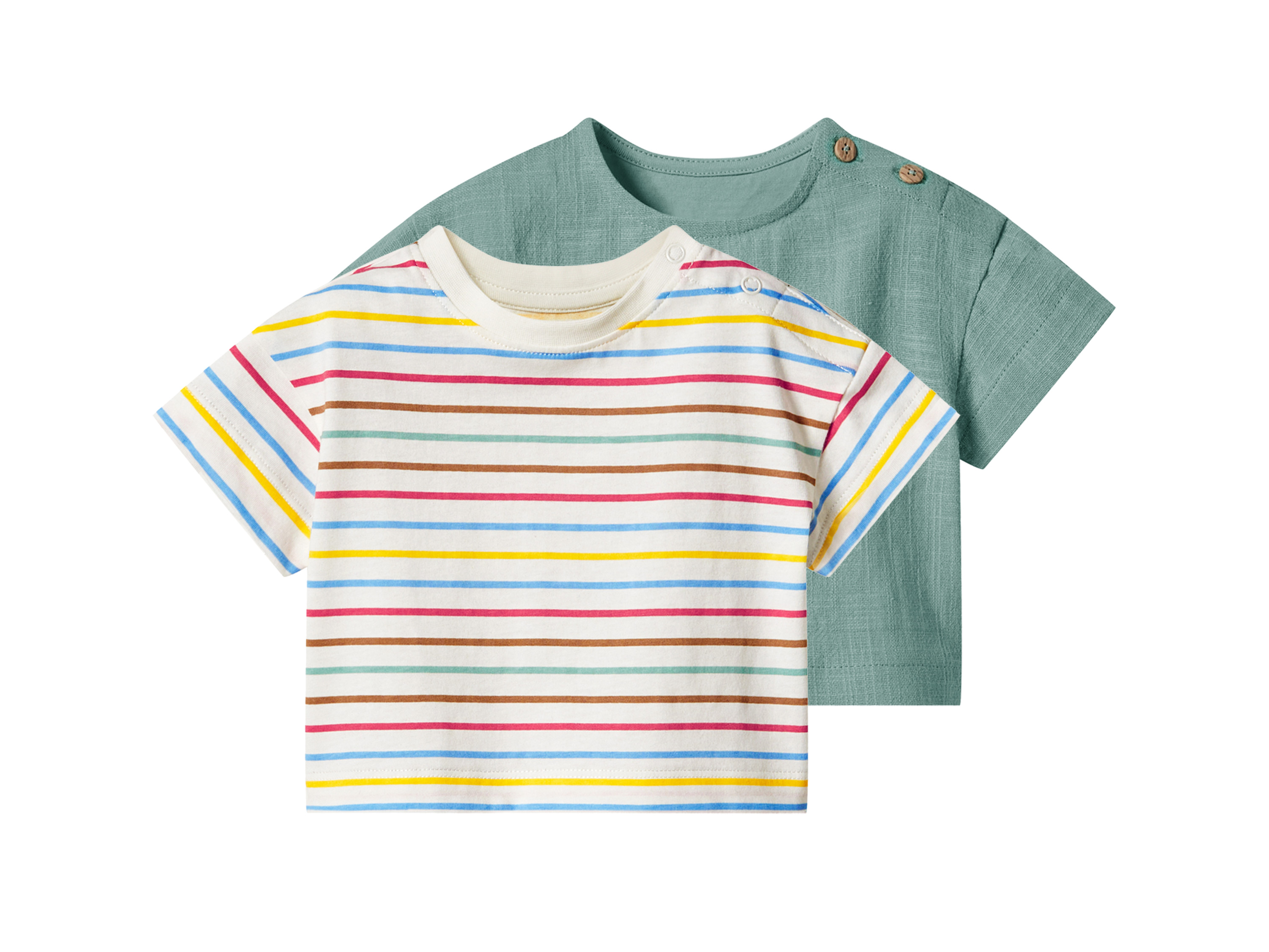 LUPILU Set van 2 baby T-shirts (Strepen, 50/56)