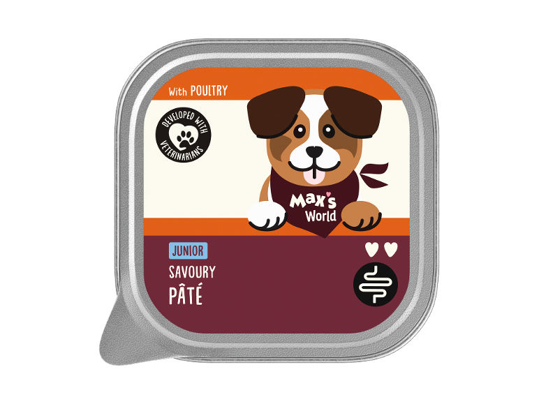 Natvoer voor jonge honden met gevogelte, smakelijke paté.