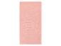 Lichtroze rechthoekige handdoek met een gestructureerd oppervlak.