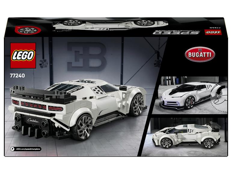 LEGO® Speed Champions 77240 Bugatti Centodieci doos met afbeeldingen van de auto.