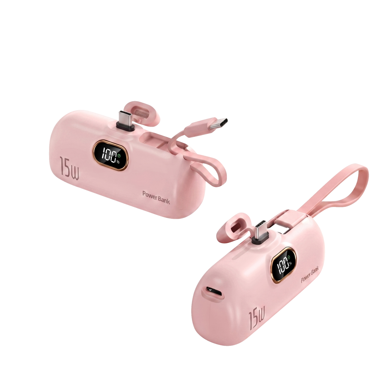 VALE Mini-powerbank, 5000 mAh, USB-C (Roze)