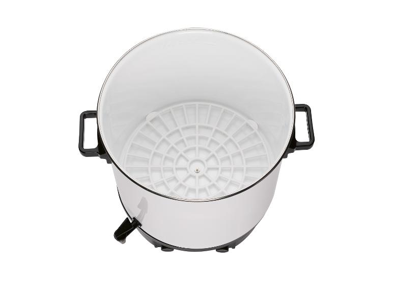 Witte wijnafgieter met kraan en verwijderbaar rekje.