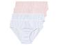 Drie paar onderbroeken: twee roze en één met stippen.