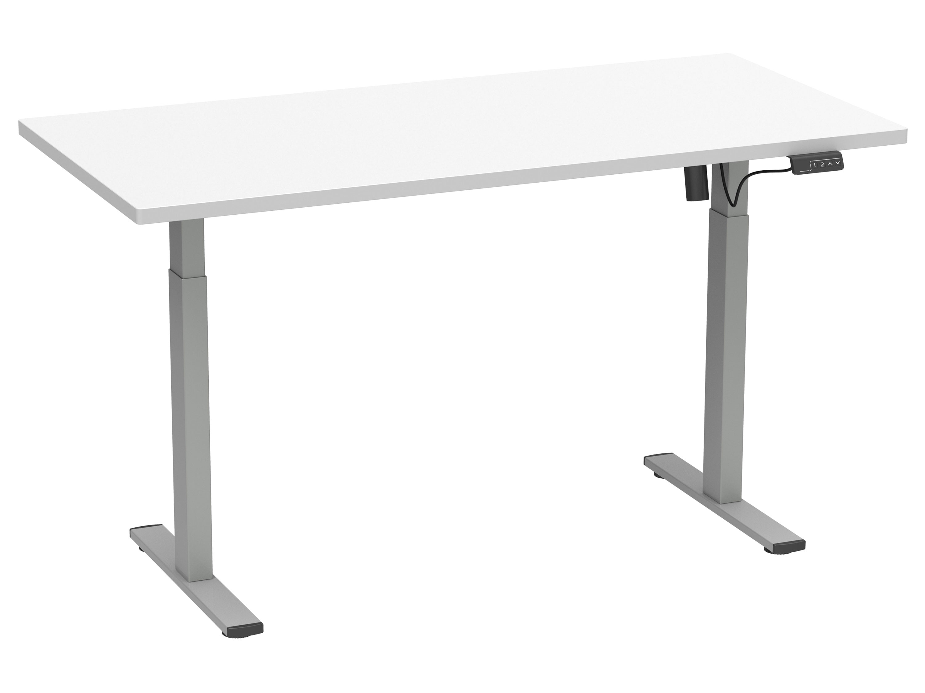 VCM Bureautafel E-Lona, traploos in hoogte verstelbaar. (Wit/zilver, 160 x 80 cm)