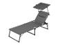 Grijze tuinstoel met verstelbare zonnekap en kussen