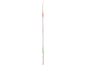 Een flexibele, doorzichtige buis met een rood en een groen gedeelte, mogelijk voor een waterniveau- of stroomindicator.