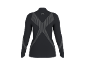 Zwart sportshirt met lange mouwen, X-patroon en grijze strepen op de rug.