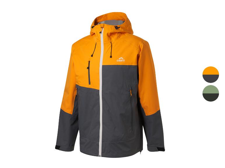 Crivit waterdichte herenjas, oranje en grijs.