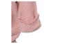 Roze fleece mouw met opgerolde manchet.