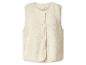 Beige damesvest van zacht pluche, met knoopsluiting.