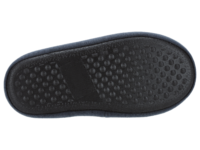 Baby pantoffel zolen, donkere stof, antislip zool.