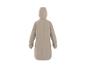 Beige regenjas met capuchon, achteraanzicht.