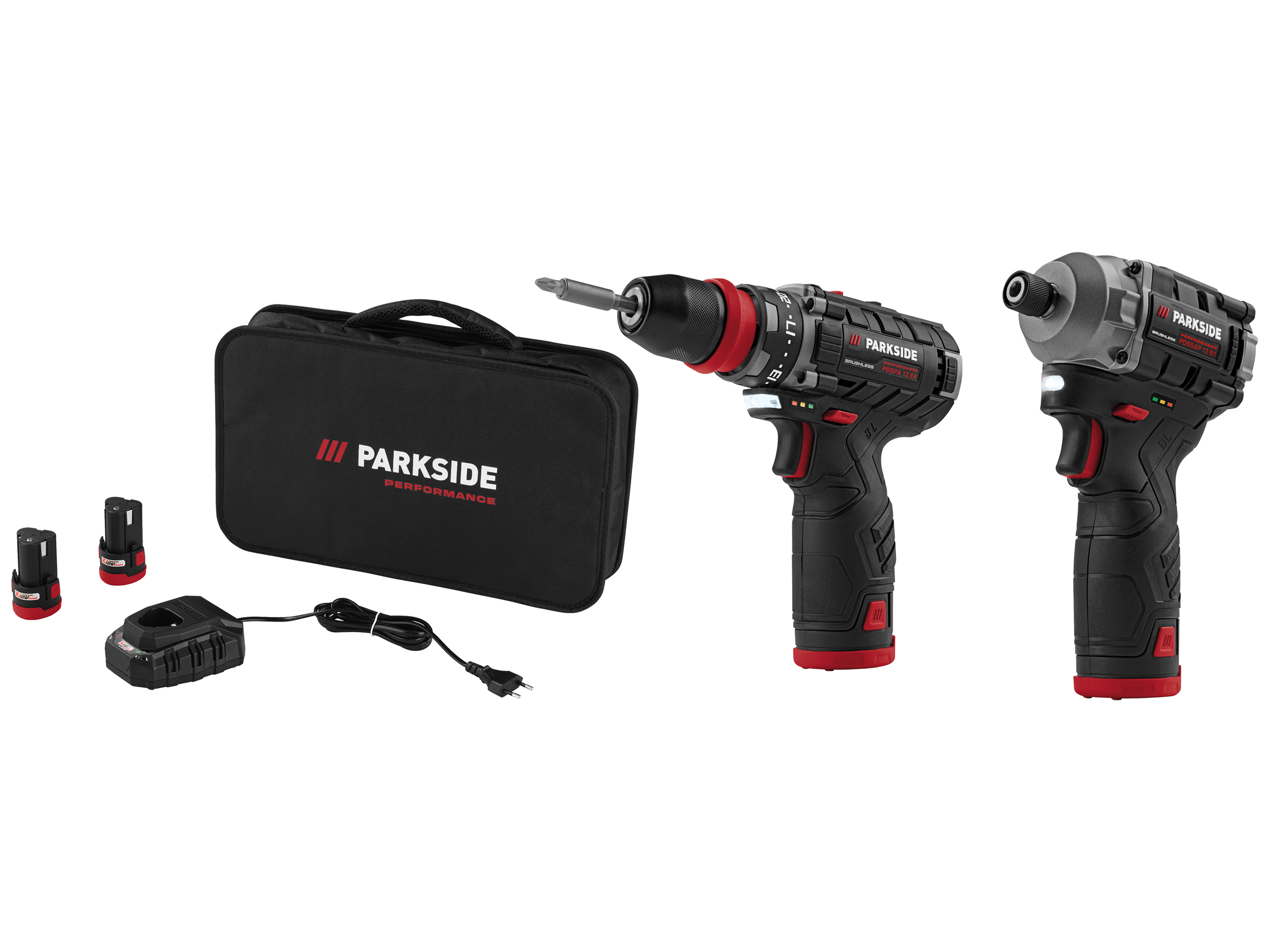 PARKSIDE PERFORMANCE Accu-schroefboormachine en accu-slagschroevendraaier 12 V 170 Nm, met 2 accu's 2 Ah en 1 lader 2,4 A