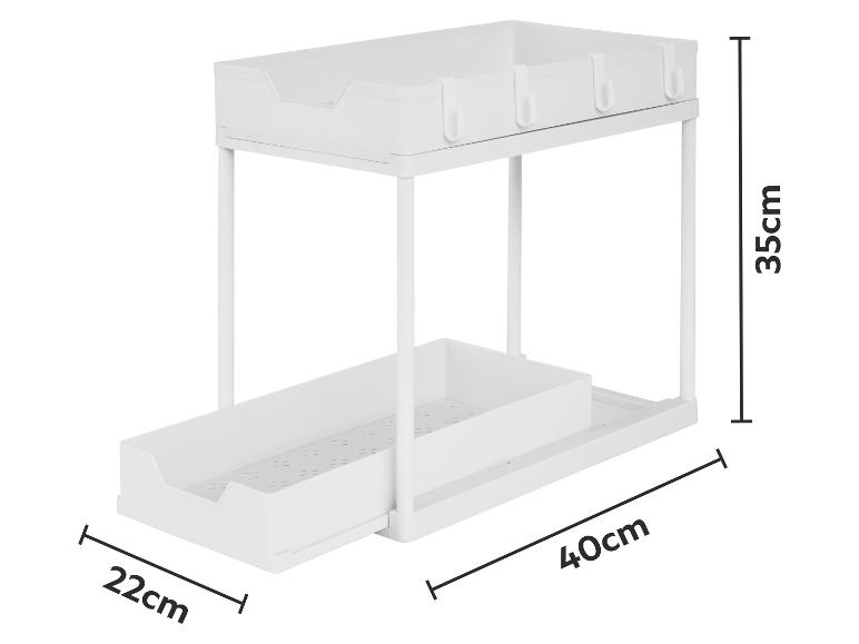 Witte 2-laags badkamer organizer met uitschuifbare lades, 40x22x35cm
