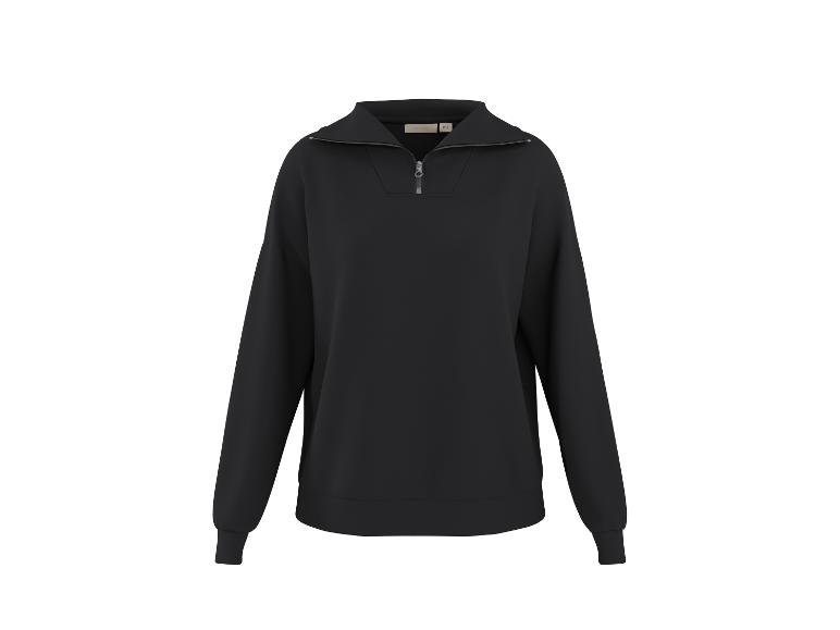 Zwart sweatshirt met lange mouwen, halve rits en hoge kraag