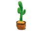 Een pluche cactus met een oog, in een bruine pot.