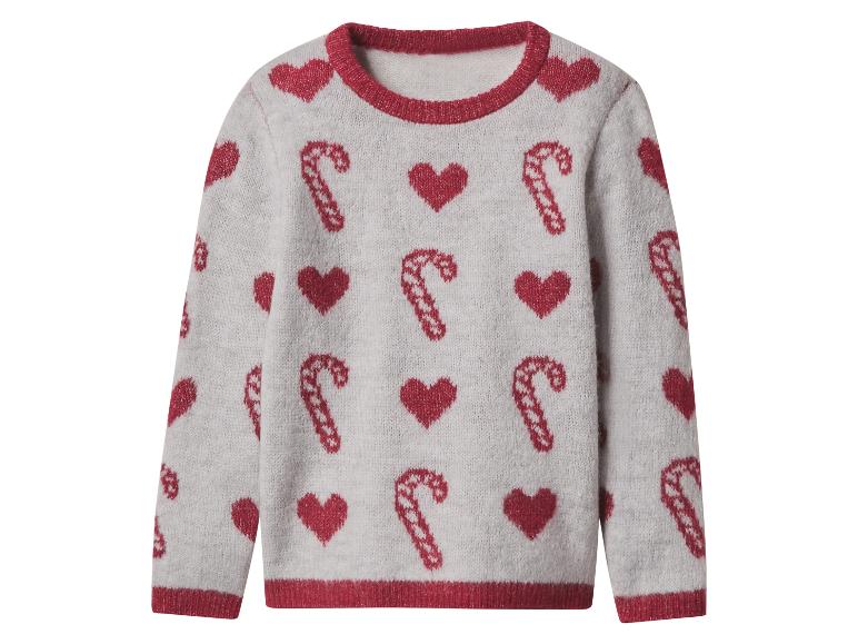 Grijze trui met rode harten en zuurstokken