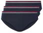 Drie donkerblauwe dames slips met gekleurde band.