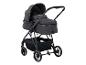 Zwarte kinderwagen met reiswieg en boodschappenmand