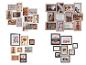 Collage fotolijsten in wit, beige en zwart, met diverse afbeeldingen en motiverende citaten.