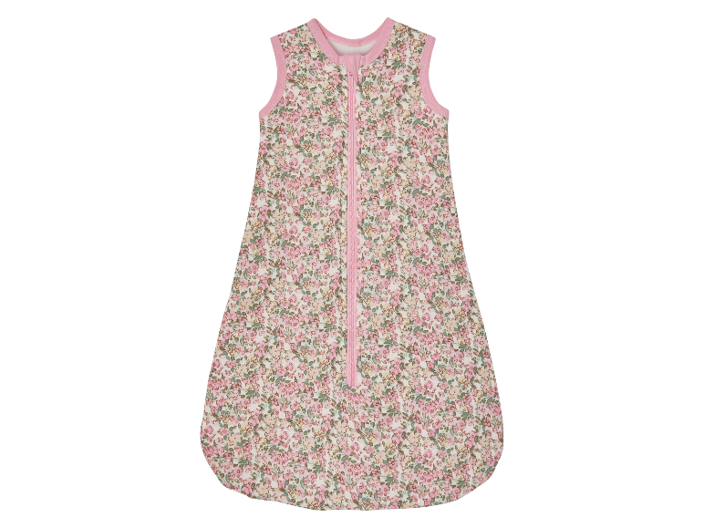 Een schattig bloemetjes baby slaapzak met rits.