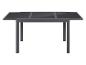 Grijze uitschuifbare tuintafel met glazen blad