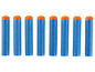 Blauwe Nerf-pijltjes met oranje toppen.