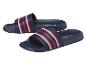 Crivit slippers, donkerblauw met rood-witte strepen.